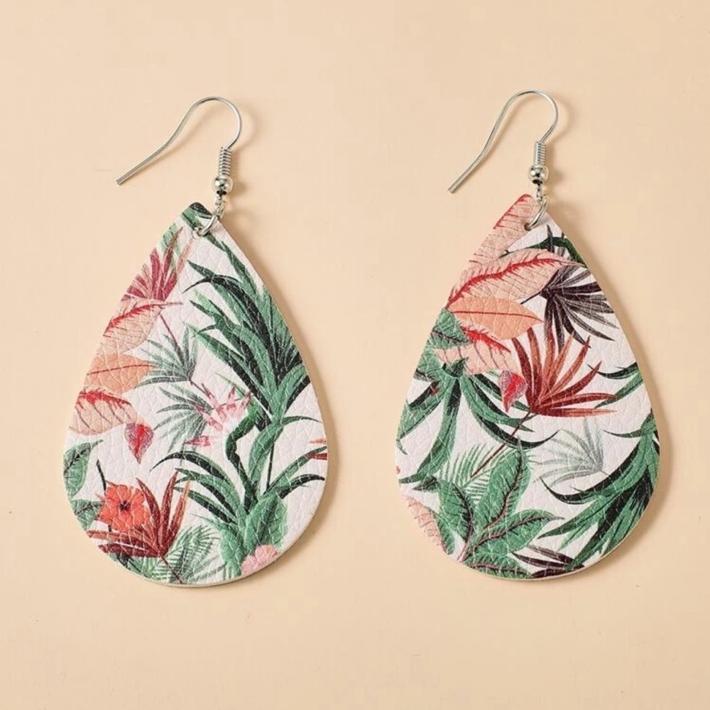 5/$20 tropical pattern drop earrings